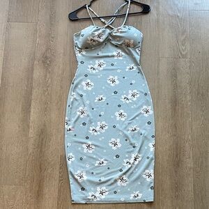 🌺 Hibiscus Bodycon Midi Dress